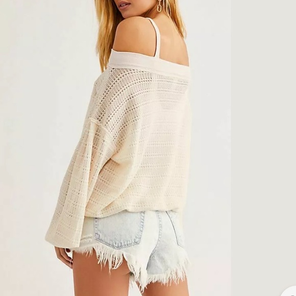 NWT Free People Sistine Cold Shoulder Hacci Top - Picture 2 of 13